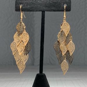 3/$10 Gold Multi Leaf Drop Earrings